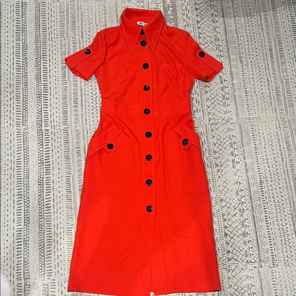 ❤️ Julia Allert Red Designer Midi Shirt Dress — NWT $397 MSRP ❤️